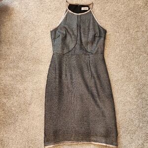 Lumier by Bariano Blavk and Silver Halter Cocktail Dress